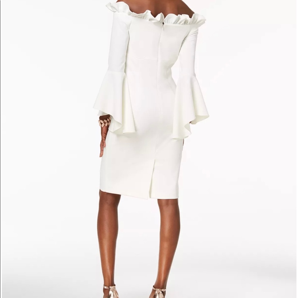 NWT off shoulder Xscape bell sleeve white dress